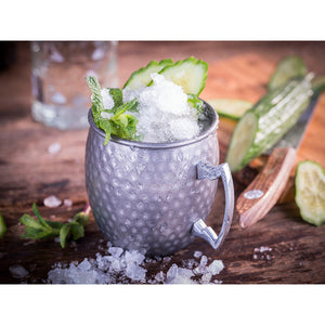 SET DI 2 TAZZE MOSCOW MULE "EFFETTO MARTELLATO" - 500 ml, acciaio inossidabile antico + scatola regalo