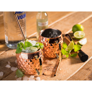 SET DE 2 GOBELETS MOSCOW MULE "EFFET ANANAS-SKIN" - 500 ml, cuivre poli + boîte cadeau