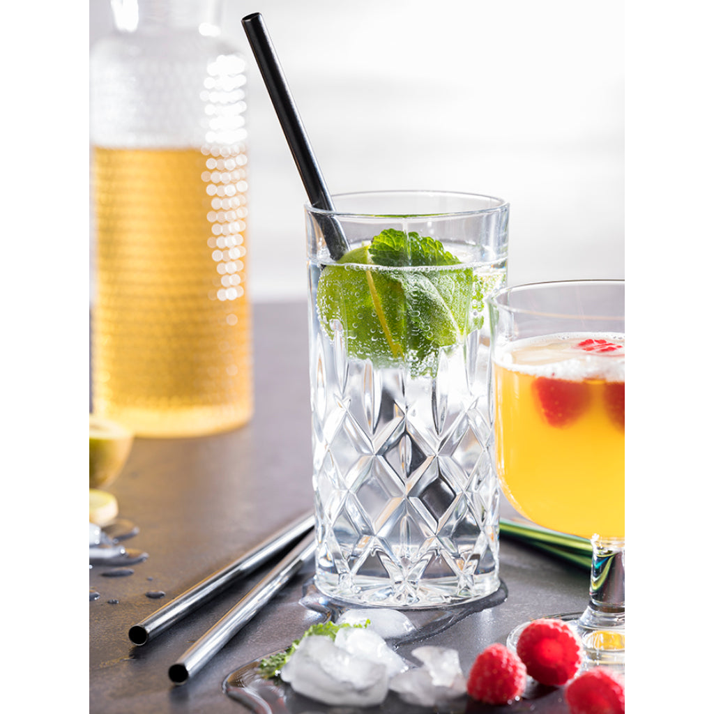 SET OF 6 REUSABLE DRINKING STRAWS - gunmetal look