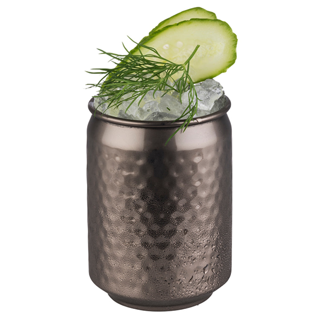 SET OF 4 COCKTAIL CANS - gunmetal hammered + gift box