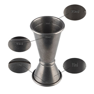 JIGGER - mesure da bar, pour cocktails, acier inox antique