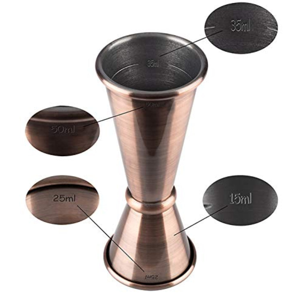 BAR SET BOSTON - 1 shaker Boston 700 ml, 1 passoire da bar, 1 jigger, 1 pilon, cuivre antique