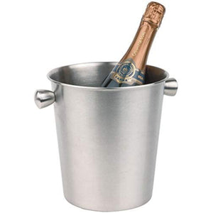 BOTTLE COOLER - champagne cooler, with solid knob handles, matt stainless steel