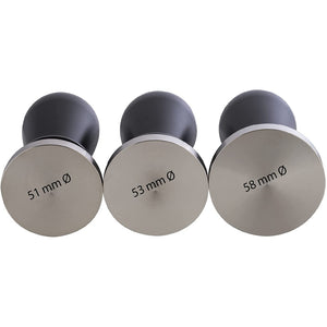 STAINLESS STEEL TAMPER BLACK HANDLE + SILICONE MAT